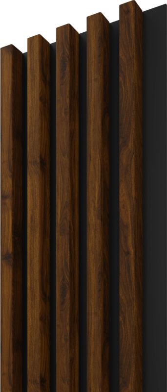 Panel lamelowy ścienny Stegu Comfort MDF 265 x 24,5 cm orzech / czarny