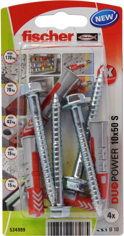 Kołek uniwersalny Fischer Duopower 10 x 50 z wkrętem 4 szt.
