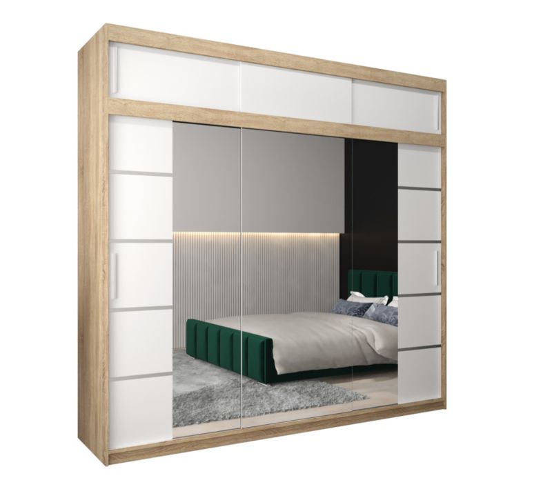 Szafa przesuwna Abiks Verona 4 250 sonoma + biały z nadstawką 1 szt.