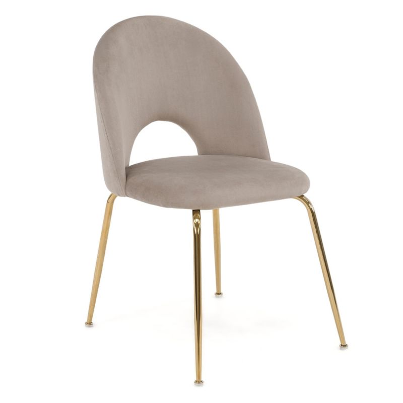 Krzesło Glamour MebleMWM KC-903-2 welur ciemny beż nogi złoty 1 szt.