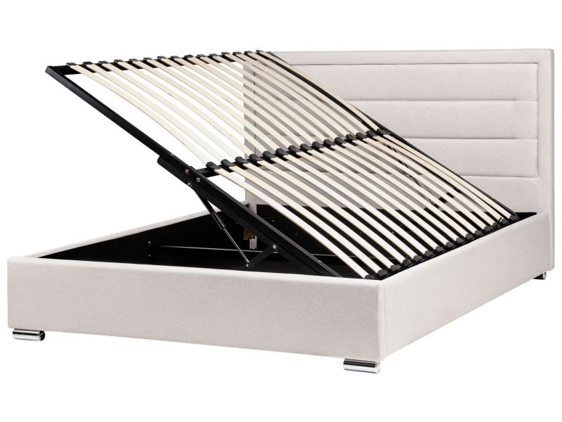 Łóżko z pojemnikiem Rouen 160 x 200 cm Jasnobeżowy 1 szt.