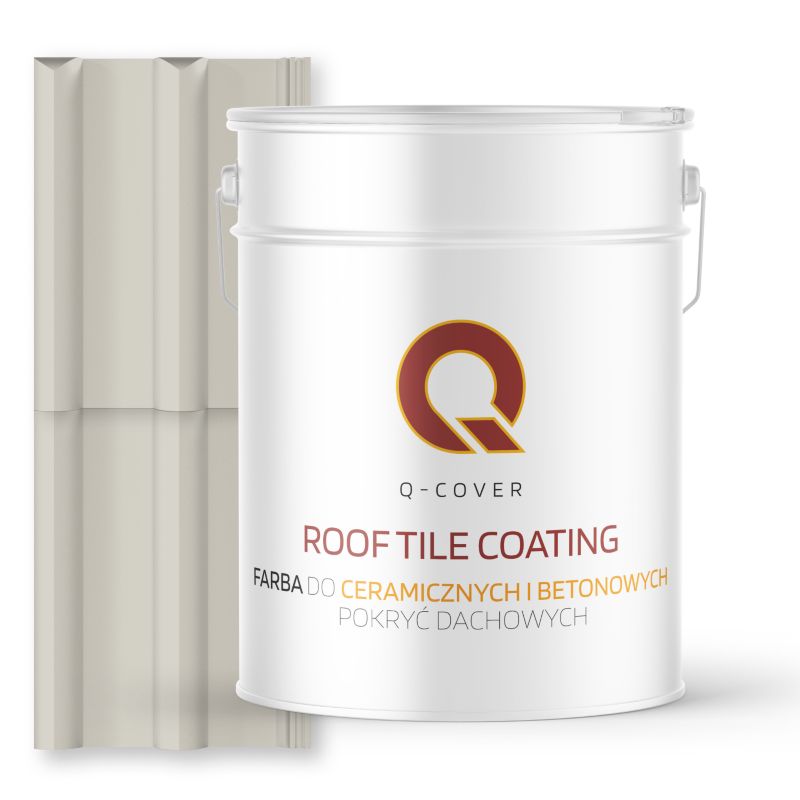 Farba do Dachów Ceramicznych i Betonowych Pokryć Dachowych Q-Cover Biało-szary RAL9002 Wysoki Połysk 10L