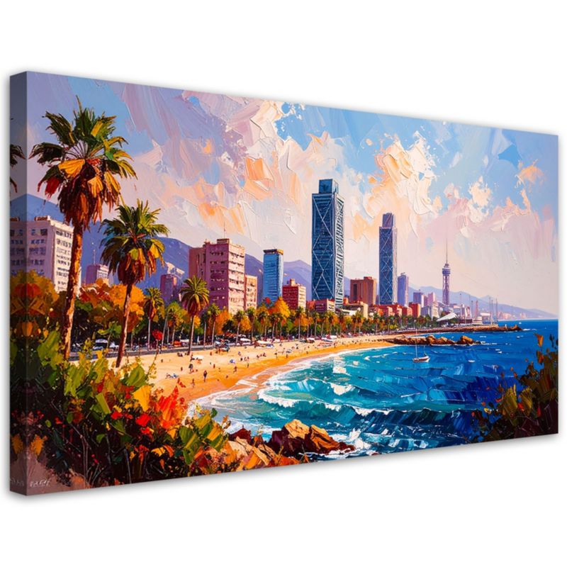Obraz na płótnie do salonu sypialni Feeby Plaża Barcelona Hiszpania 80x40cm 1szt