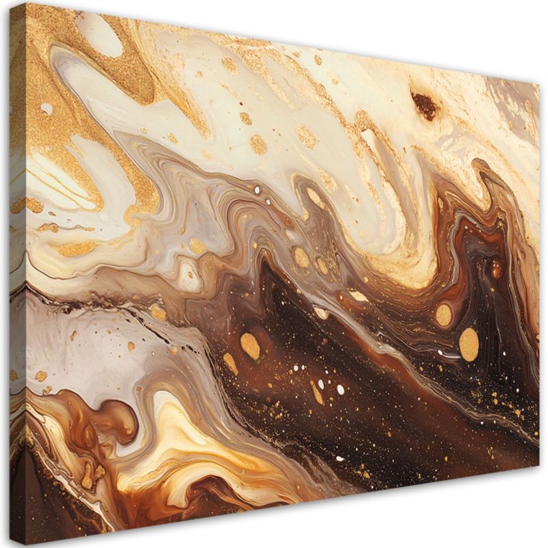 Obraz na płótnie Feeby Beżowo Abstrakcja ze Złotem 60x40cm 1szt
