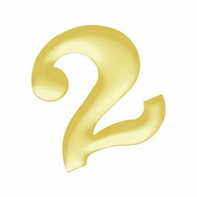 Cyfra 2 ANO mosiądz polerowany 37 mm