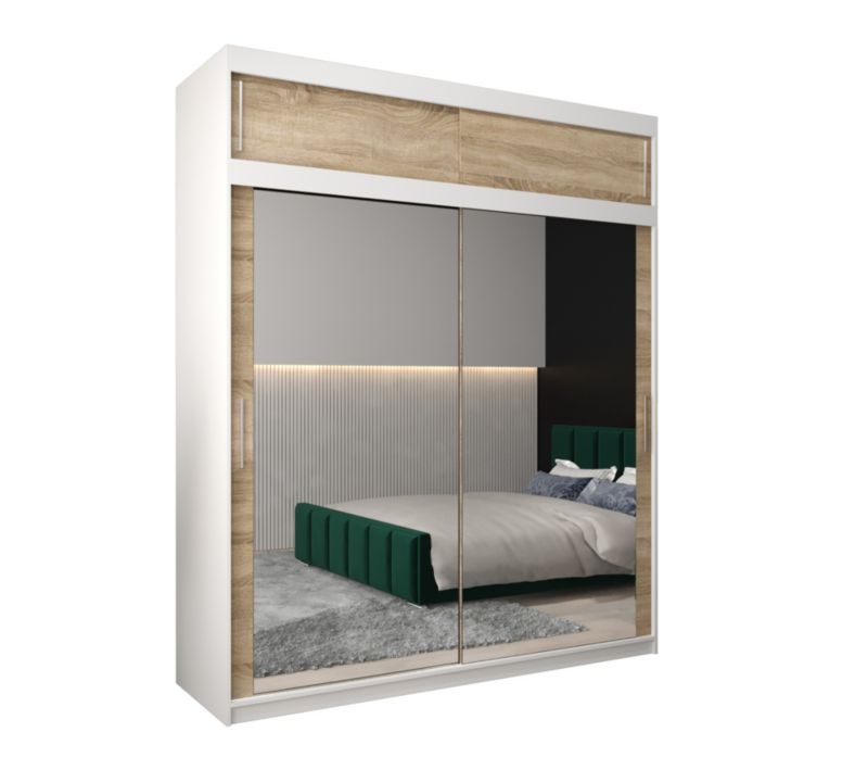 Szafa przesuwna Garderoba Abiks Tokyo 3 200 biały + sonoma z nadstawką 1 szt.