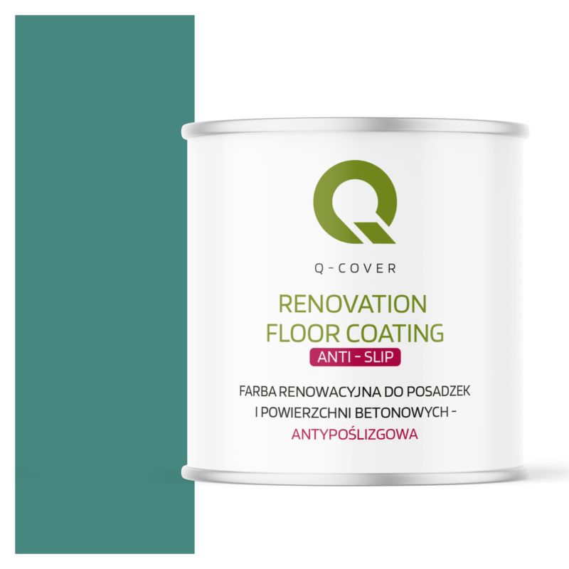 Farba Antypoślizgowa do Posadzek i Powierzchni Betonowych Renowacyjna Q-Cover Turkus Miętowy RAL6033 2.5L