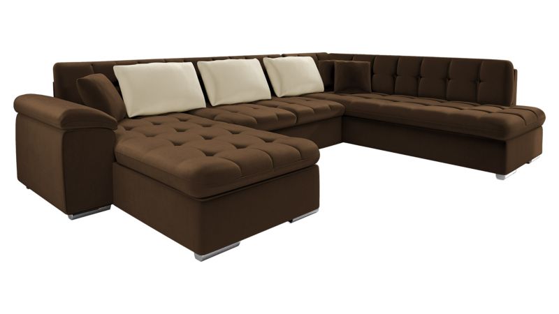 Narożnik z funkcją spania MIRJAN 24 Niko lewy brązowy + śmietankowy 1 szt.