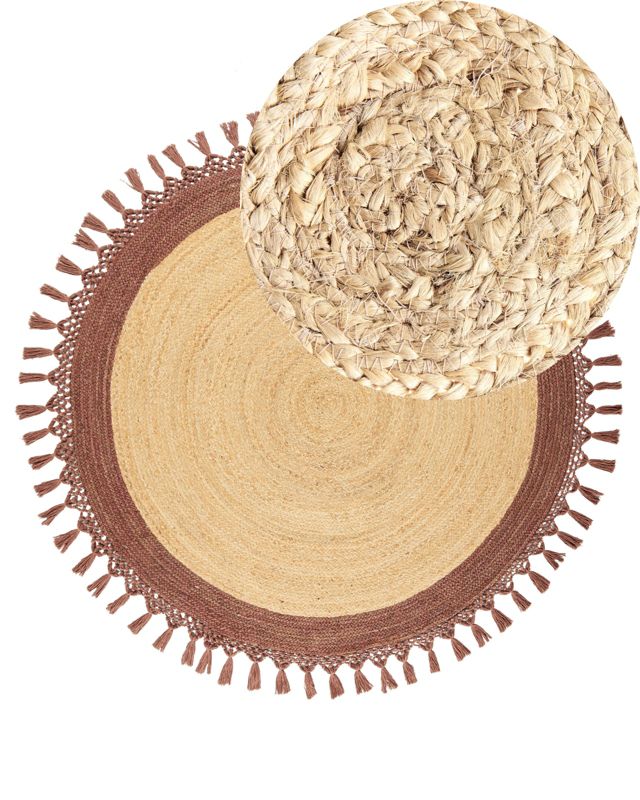 Dywan okrągły z juty 140 cm beżowy z brązowym Marts 1 szt.