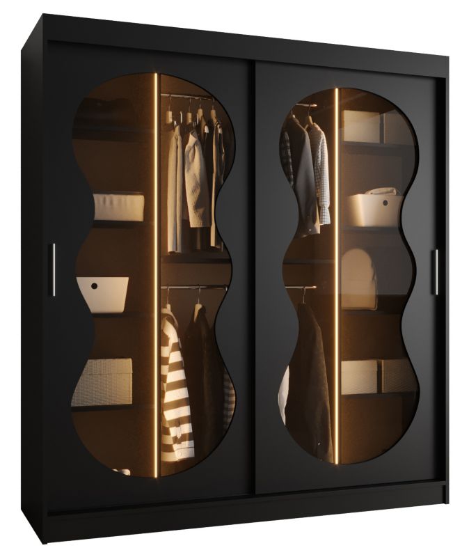 Szafa przesuwna z lustrem Garderoba Abiks BAHRAJN 3 180 czarny + LED 1 szt.