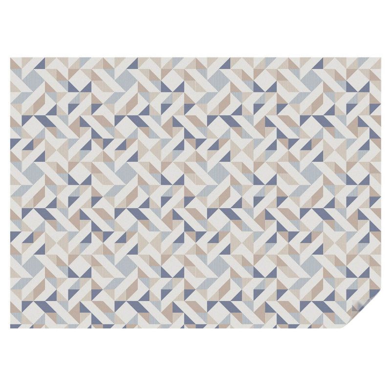 Folia Dekoracyjna na Szybę Tulup 200x146 cm Witraż Samoprzylepny Geometryczne trójkąty w beżach i granatach 1 rol.