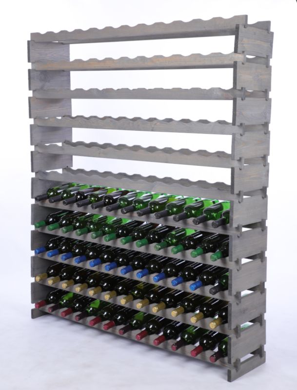 Stojak na wino MODO24 regał modułowy na butelki 11 leżni x 12 butelek montaż bez narzędzi impregnacja szara 1 szt.