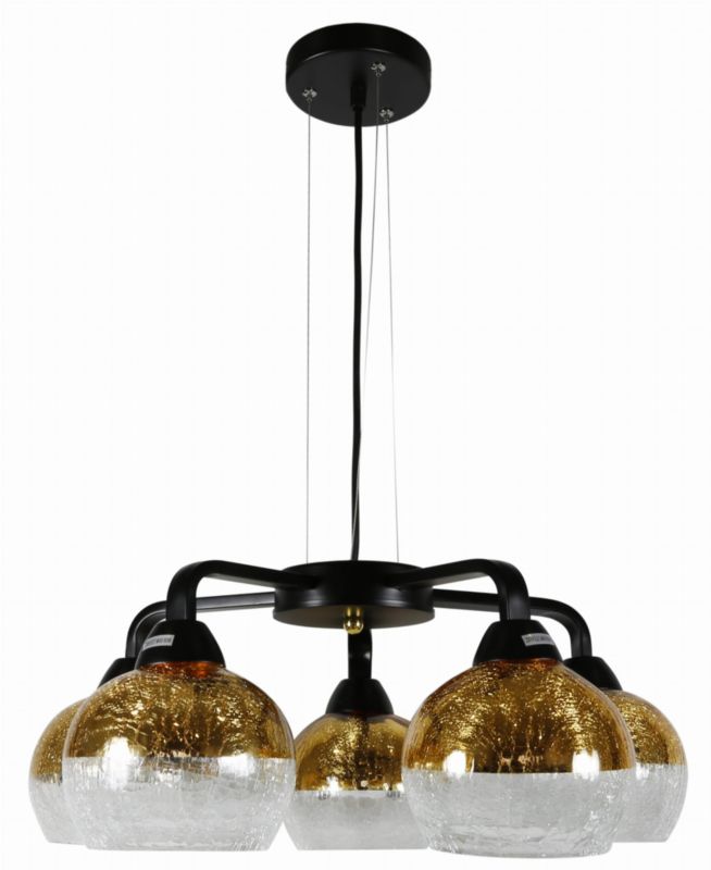 Żyrandol Candellux Cromina czarno-złoty-chromowany wym: 140 x 55 x 55 cm 5xE27 x 60W 1 szt.