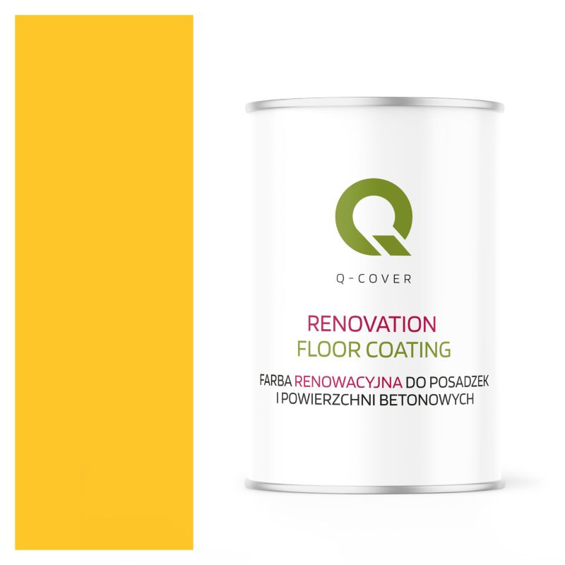 Farba Renowacyjna do Posadzek i Powierzchni Betonowych Q-Cover Żółty Ostrzegawczy RAL1023 Półmat 1L