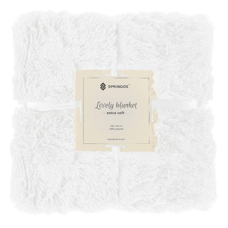 Narzuta na łóżko Springos 160x200 cm włochacz biały 1 szt.