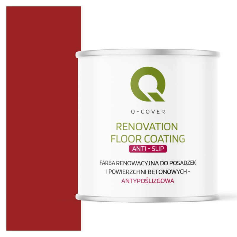Farba Antypoślizgowa do Posadzek i Powierzchni Betonowych Renowacyjna Q-Cover Czerwony Sygnałowy RAL3001 2.5L