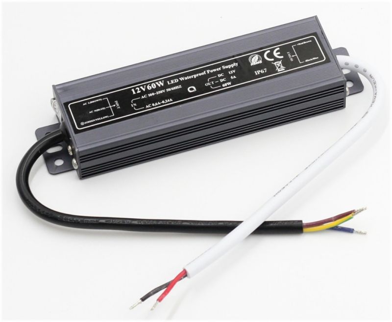 Zasilacz transformator do LED IdeaLED moc 60W output 12V DC stałoprądowy IP67 - 1 szt