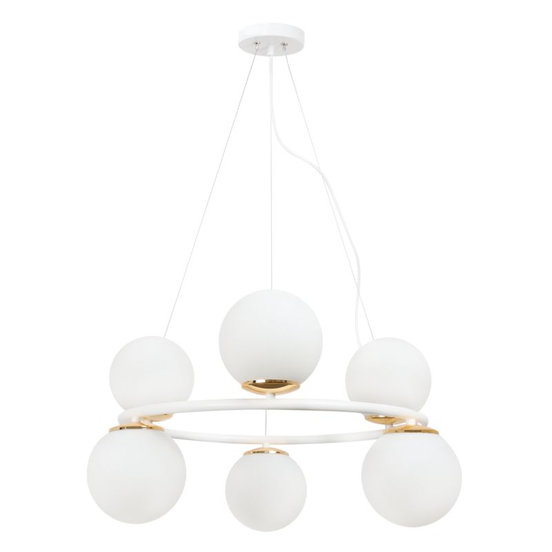 Lampa sufitowa wisząca Light Home LH Aura 6x E14 40W biały/złoty klosz biały 1szt.