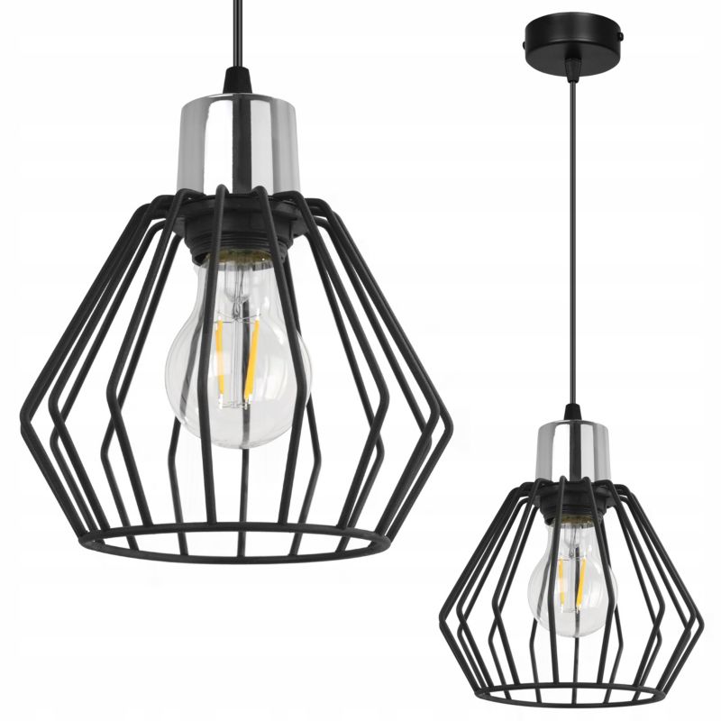 Lampa sufitowa wisząca Light Home LH Nuvola 1x E27 60W podstawa metalowa czarny/srebrny 1szt.
