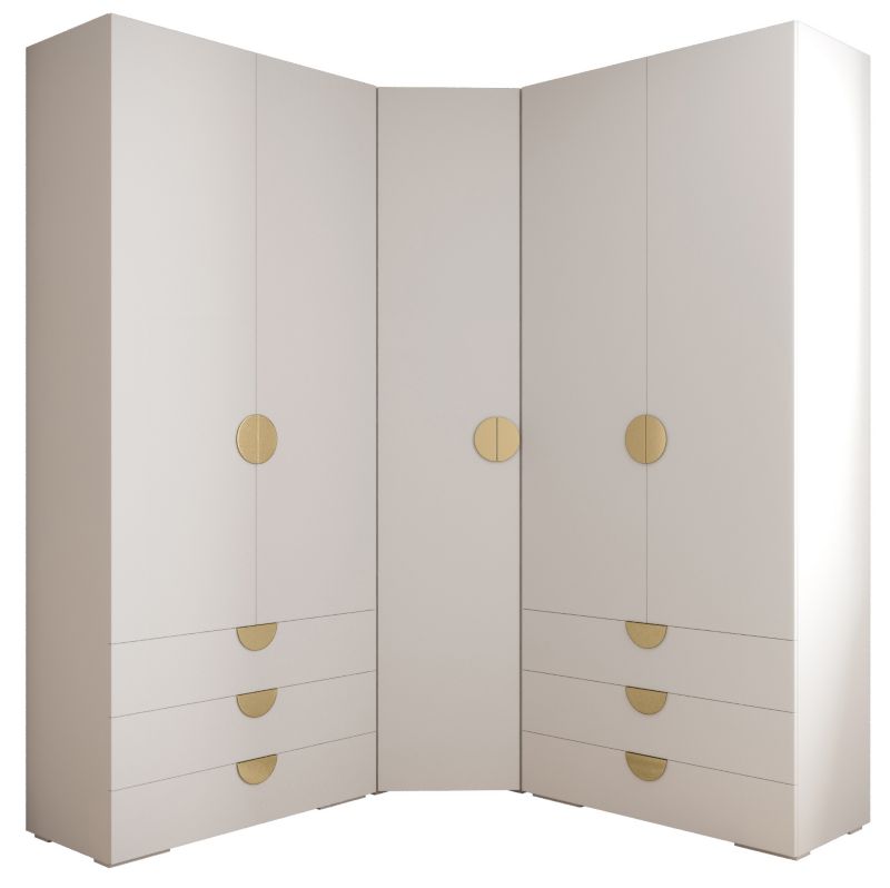 Garderoba wysoka do przedpokoju Abiks INOVA 4 Z7 biały+złoty 1 szt.