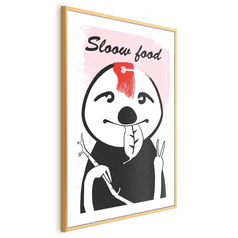 Plakat Artgeist Leniwiec trendsetter 40x60 cm z ramą złotą 1 szt