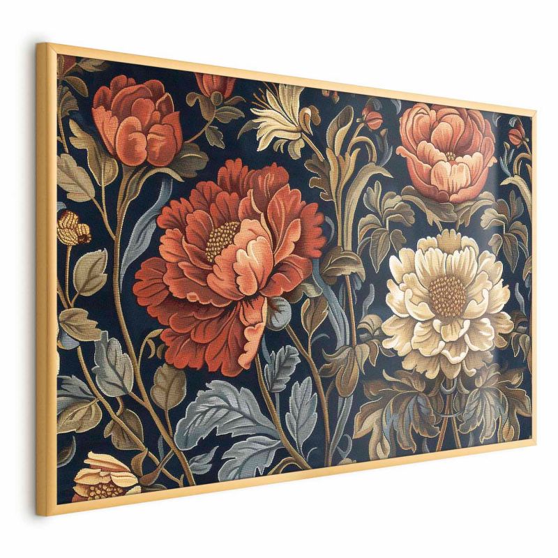 Plakat Artgeist Gobelinowe kwiaty 60x40 cm z ramą złotą 1 szt