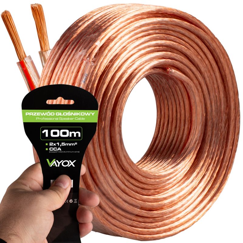 Kabel głośnikowy Vayox VA0222 2x1,5mm2 CCA 100m 1szt.