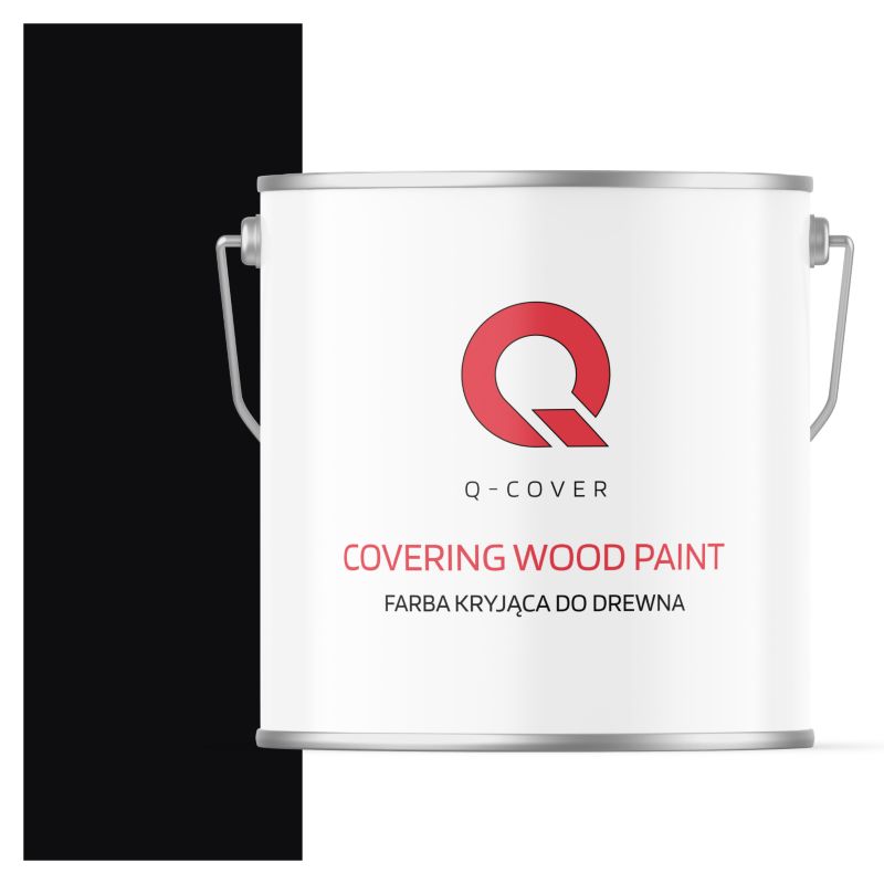Farba Kryjąca do Drewna Q-Cover Czarny RAL9005 Satyna 5L