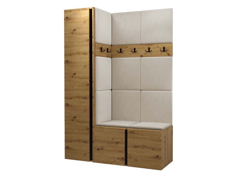 Garderoba MIRJAN 24 Orion IX dąb artisan/czarny + beżowy 1 kpl.