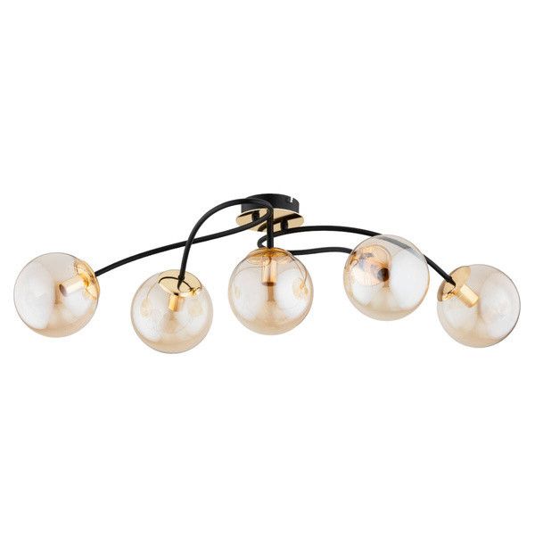 Lampa sufitowa wisząca Alfa Gilian 2431 czarno-złota nowoczesna 5xE14 x 10W 1 szt.