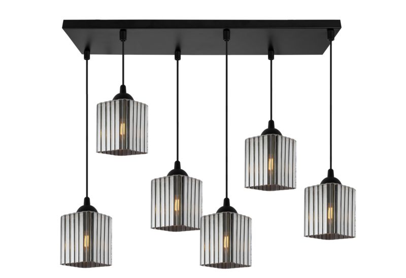 Lampa sufitowa wisząca Light Home LH Riffle 6x E27 60W czarny/grafitowy 1szt.