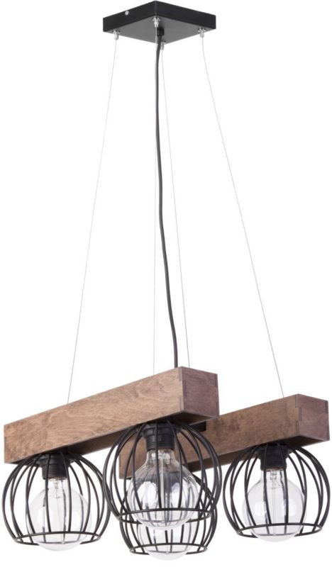 Lampa wisząca Sigma Lighting Milan 3583 czarna-ciemne drewno dekoracyjna 4xE27 x 1 szt.