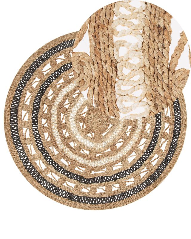 Dywan okrągły z juty 140 cm beżowy Goyne 1 szt.