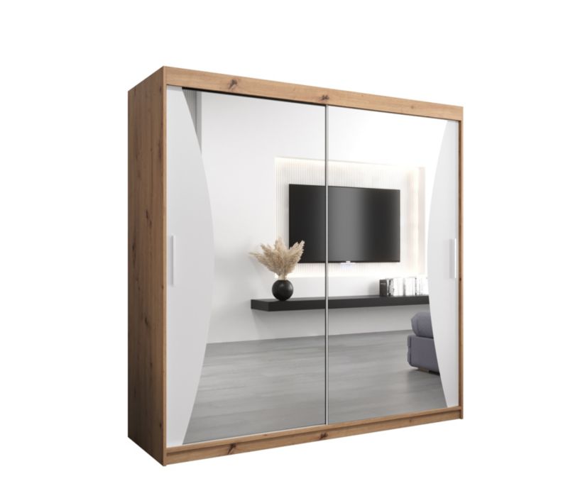 Szafa przesuwna Garderoba Abiks MONACO 200 dąb artisan + biały mat 1 szt.