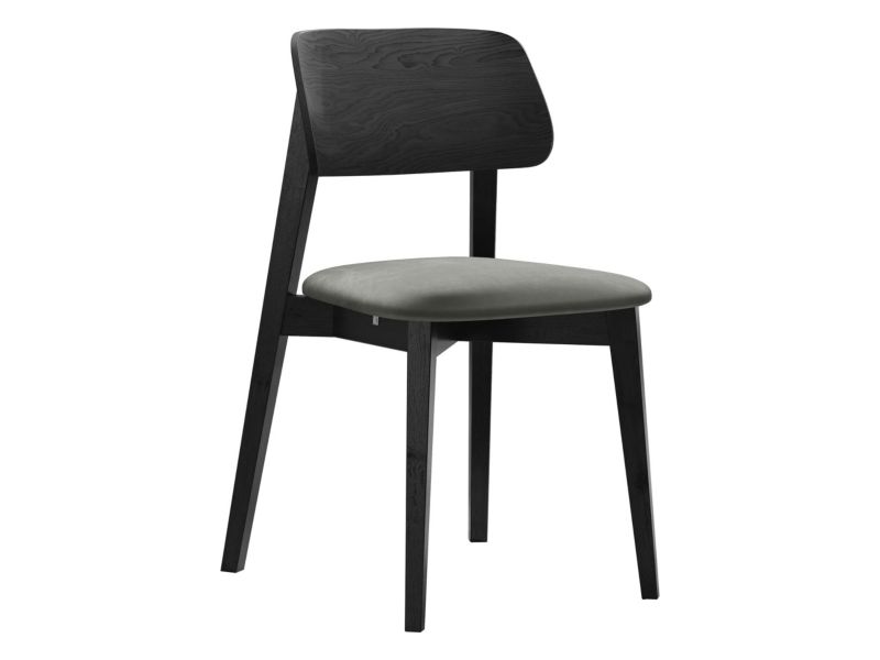 Krzesło MIRJAN 24 tapicerowane KT63 czarny/aksamit platynowy szary 1 szt.