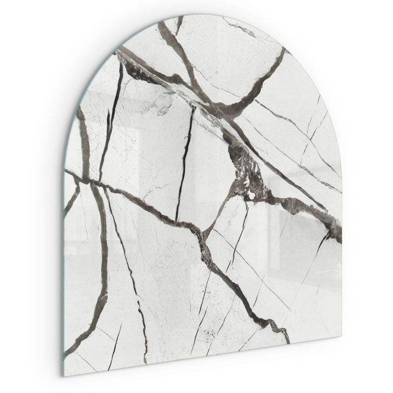 Szklana Podkładka Pod Kominek Półowalny Wallfluent 100x100 cm Marmurowe żyłki 1 szt.