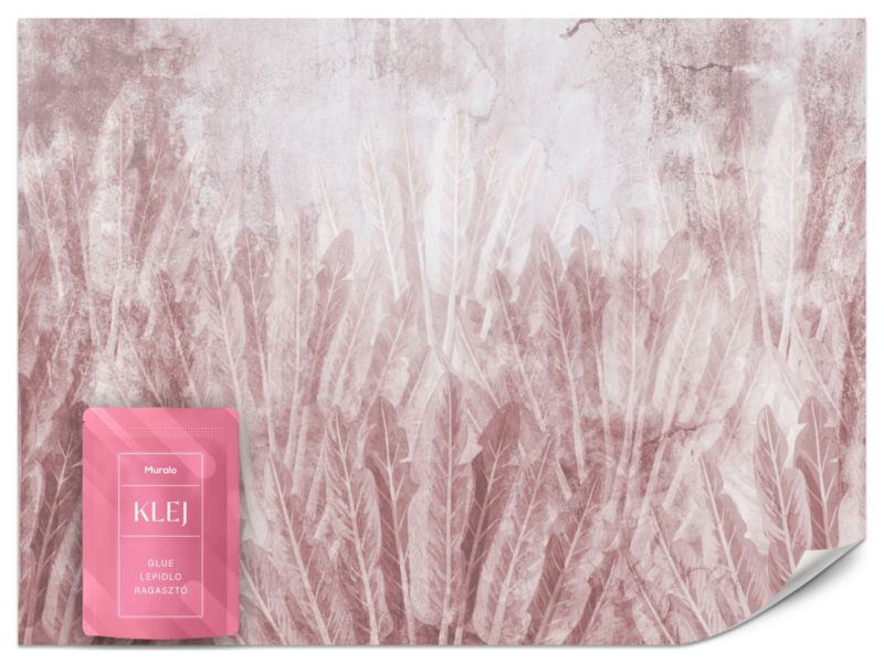 Fototapeta Muralo Liście Bananowca na Różowej Ścianie Beton 300x210 cm 1szt.