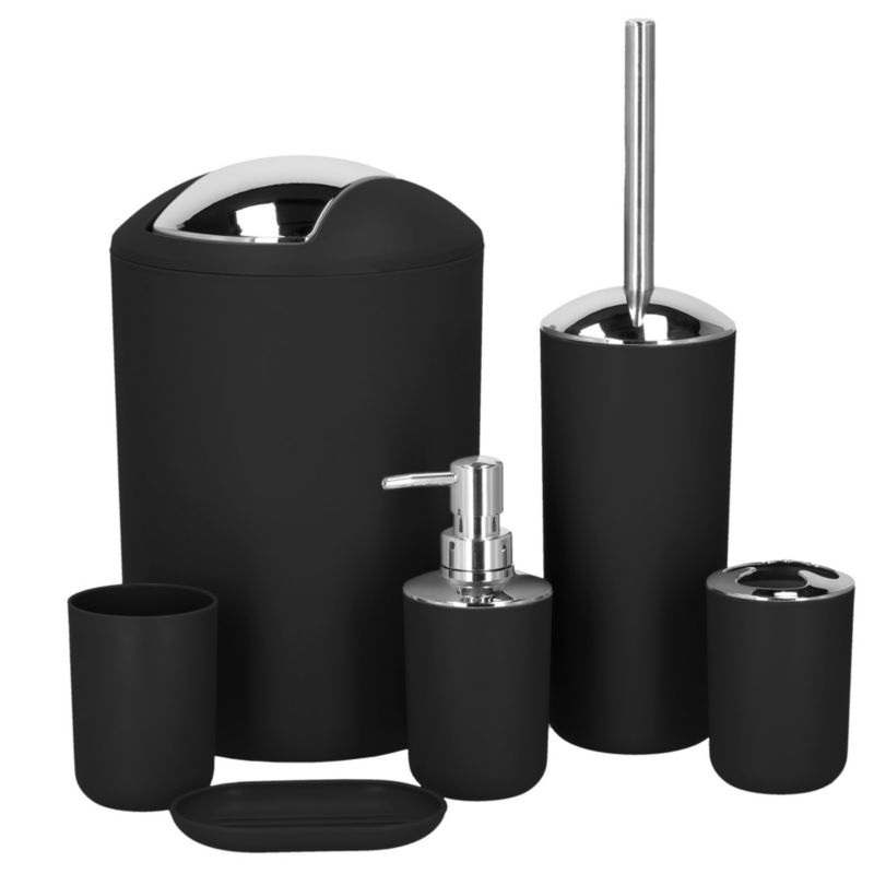 Akcesoria łazienkowe Springos zestaw do wc łazienki loft czarny 6 szt.