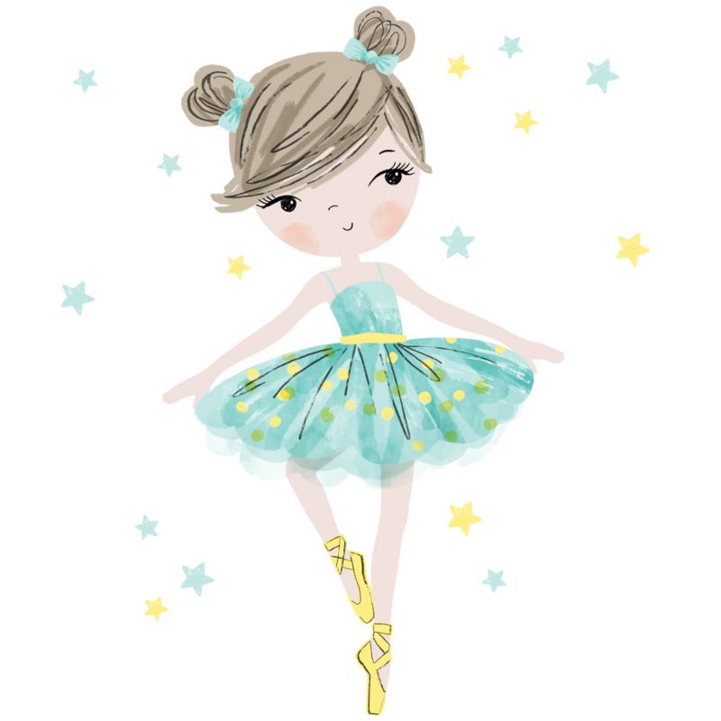 Naklejka na ścianę Pastelowe Love Baletnica miętowa 1 szt