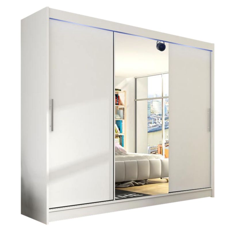 Szafa MIRJAN 24 z drzwiami przesuwnymi Aston I 250 z oświetleniem RGB biały/lustro 1 szt.