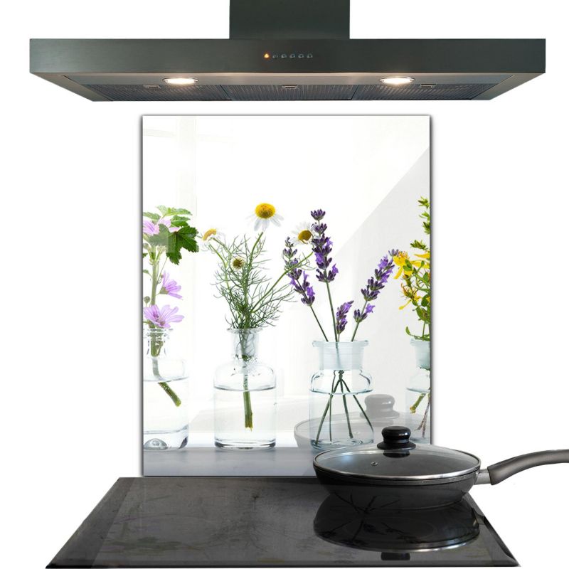 Osłona kuchenna Wallfluent 60x80 cm Naturalne Zioła Szklany 1 szt.