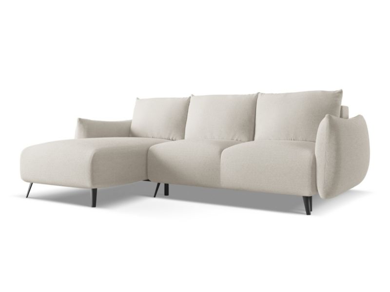 Narożnik lewostronny z funkcją spania LaMiaSofa GENOVA z tkaniny szenilowej 242x162 cm srebrny 1 szt.