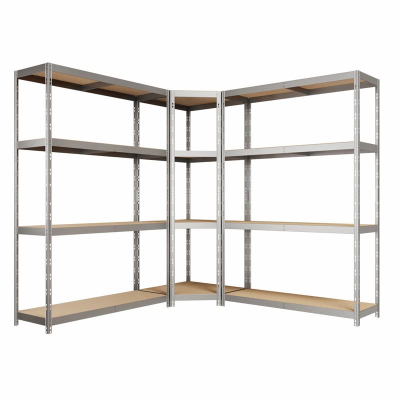 System regałowy z regałem narożnym AR Shelving Rivet Budget i 2 regałami ocynkowanymi 180x380x40 cm 175 kg 3 szt