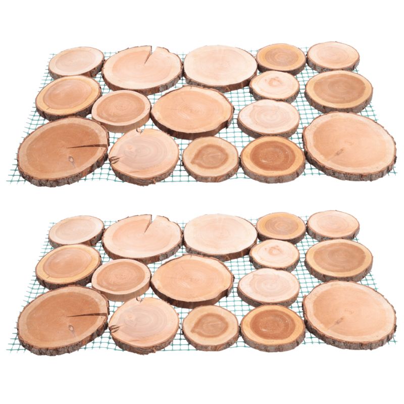 Ścieżka ogrodowa MODO24 z plastrów drewna czeremchy 80 x 50 cm 2 szt.