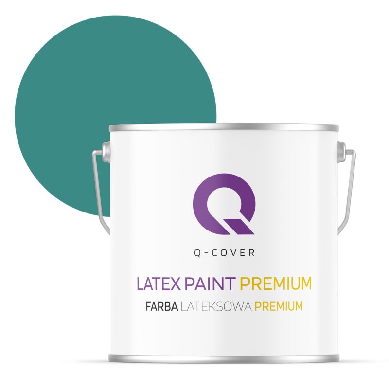Farba Lateksowa Premium Plamoodporna do Ścian i Sufitów Q-Cover Turkusowy ciemny H1421 Głęboki Mat 5L