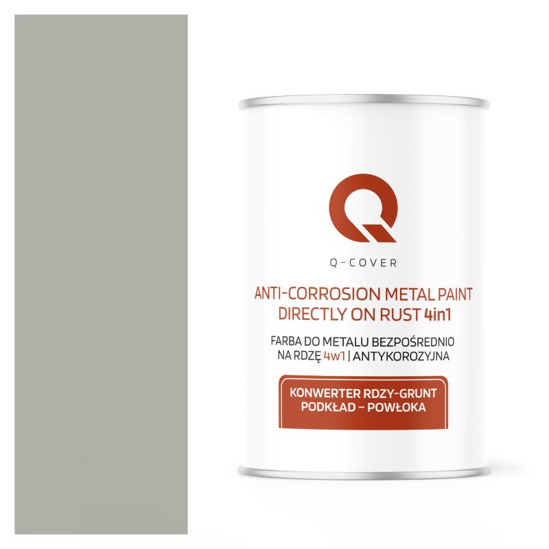 Farba do Metalu Prosto na Rdzę 4w1 Q-Cover Szary agatowy RAL7038 Półmat 1L