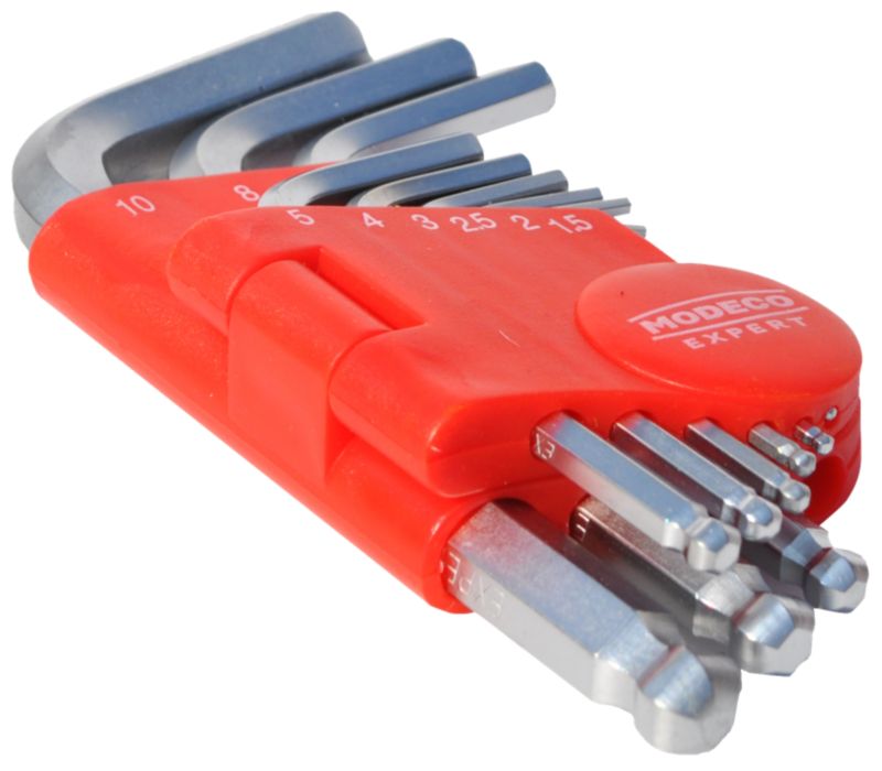 Zestaw kluczy imbusowych Modeco Expert HEX z kulką Cr-V krótkie 1,5-10 mm - blister - 9 el.
