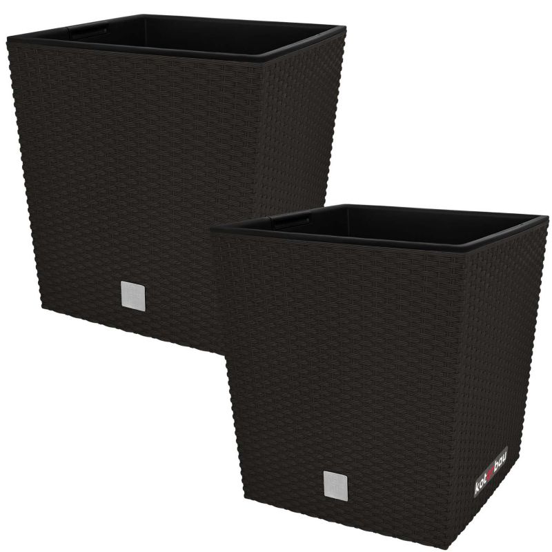 Doniczka ogrodowa KOTARBAU rattan z wkładem umbra 26x26 cm 2 szt.
