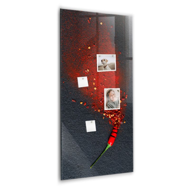 Szklana tablica magnetyczna Wallfluent 60x120 cm Papryka w proszku Biały marker 1 szt.