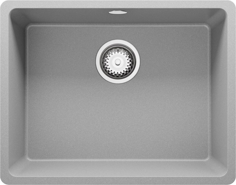 Zlewozmywak podblatowy Wenecja Easy PRIMAGRAN 56x44cm do szafki od 60cm, Szary + Syfon, S065, 1 szt.